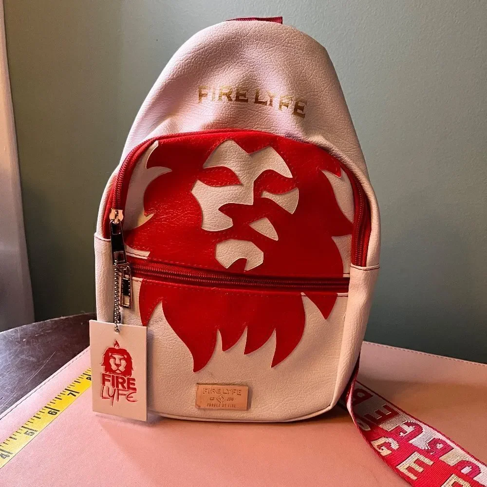 Fire Lyfe Purse Cross Body Purse Like NEW Red White Rapper Backpack - Picture 2 of 16